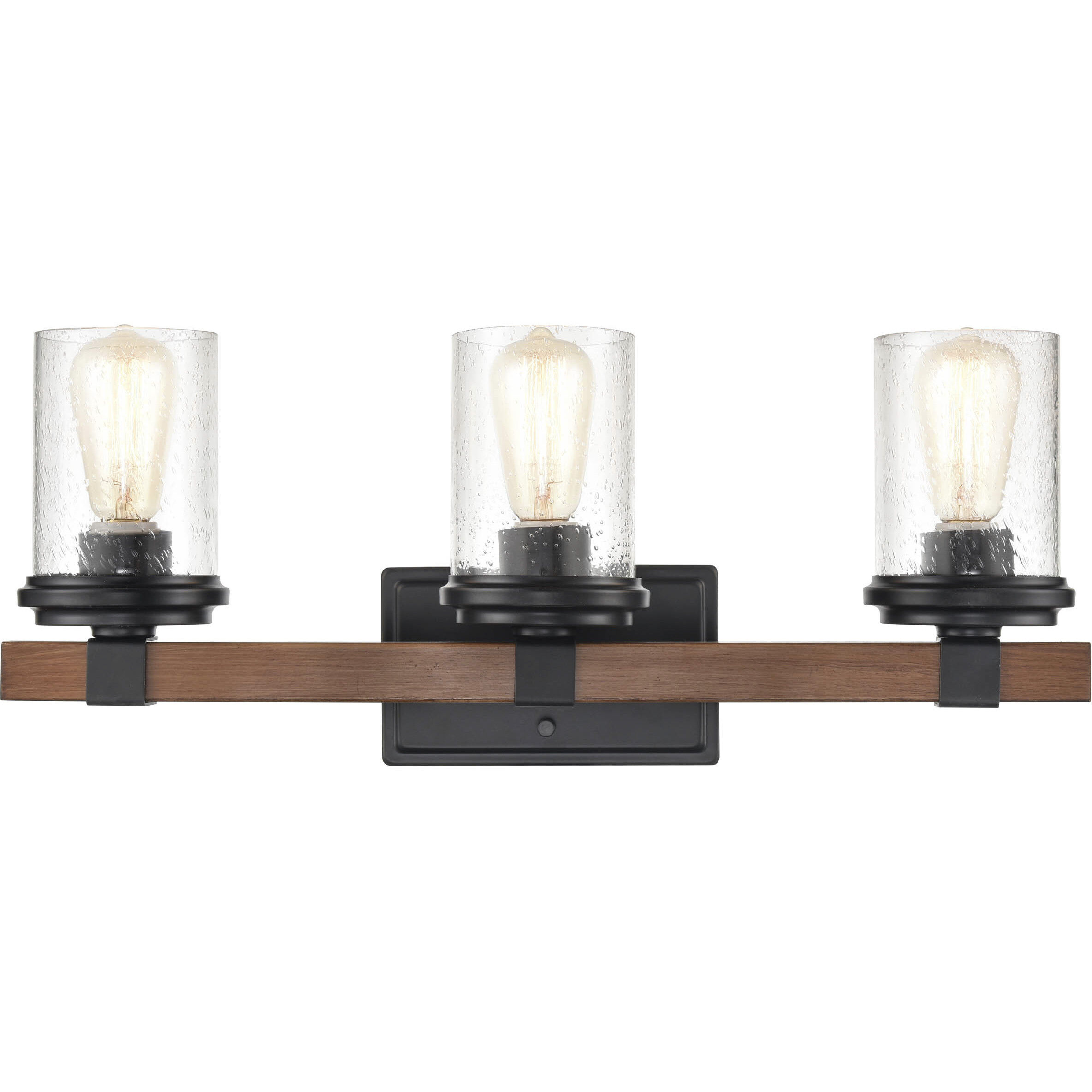 Taos 3 Light 23 inch Matte Black/Wood Grain Bathroom Vanity Light Wall Light